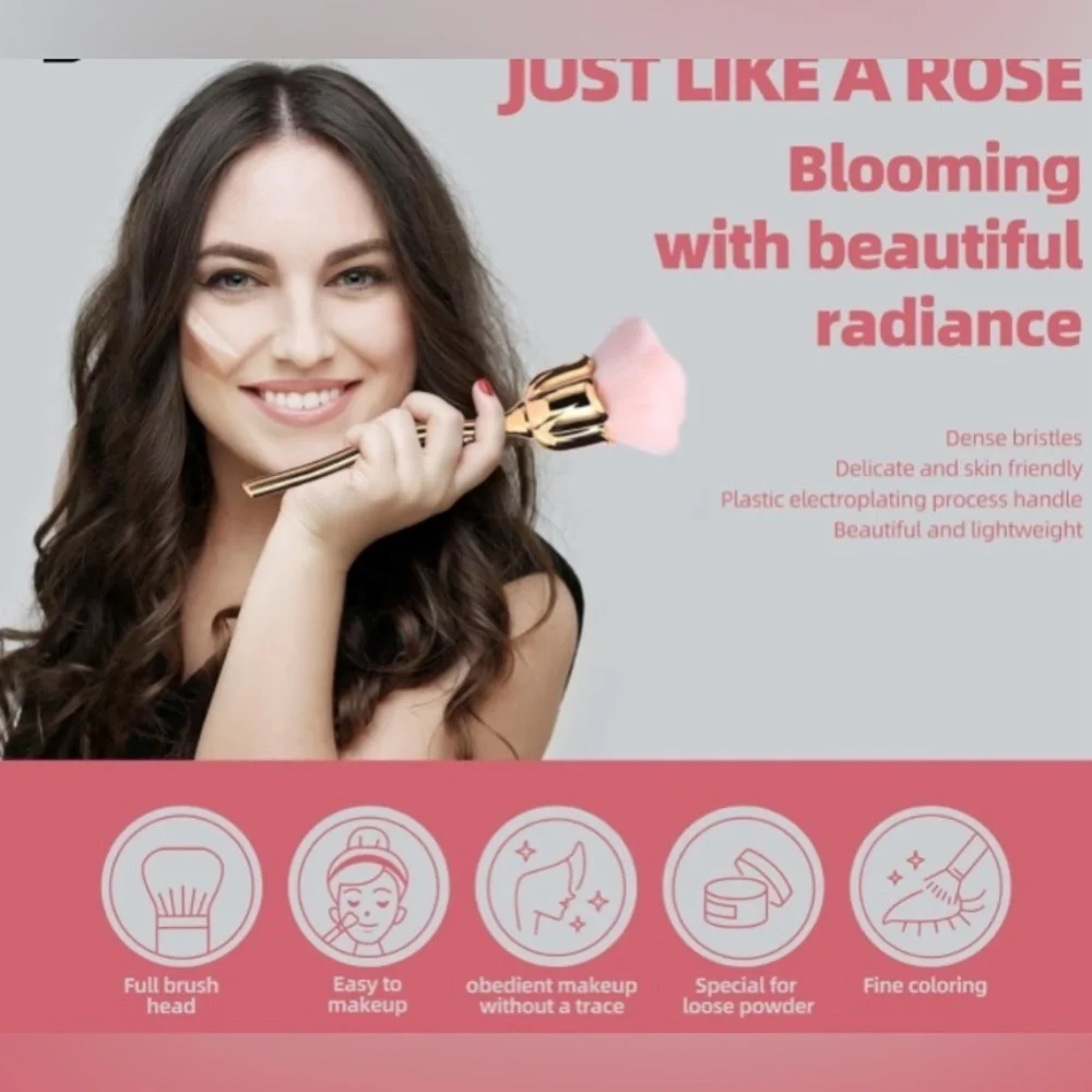 Beautiful Rose Shape Powder Foundation Brush with Eye Makeup Tool